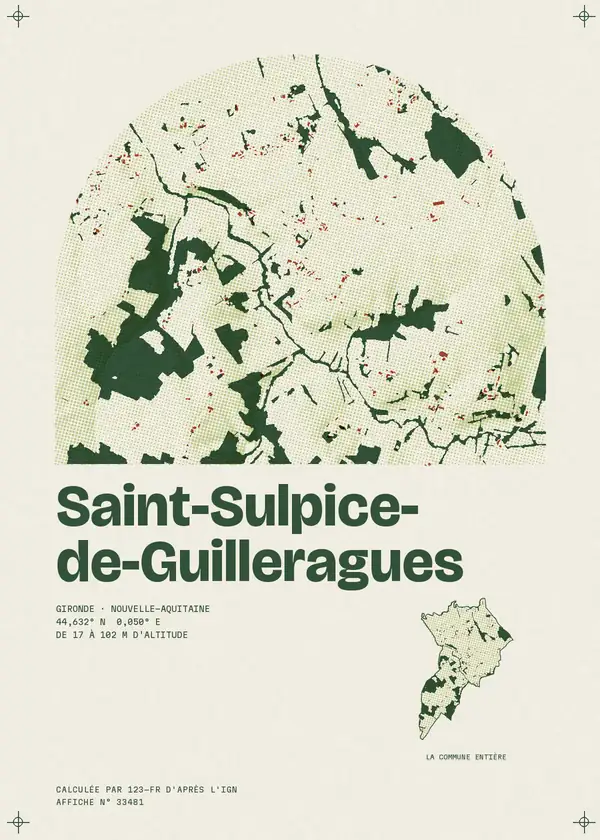 Affiche de Saint-Sulpice-de-Guilleragues, calculée par 123-fr d'après l'IGN