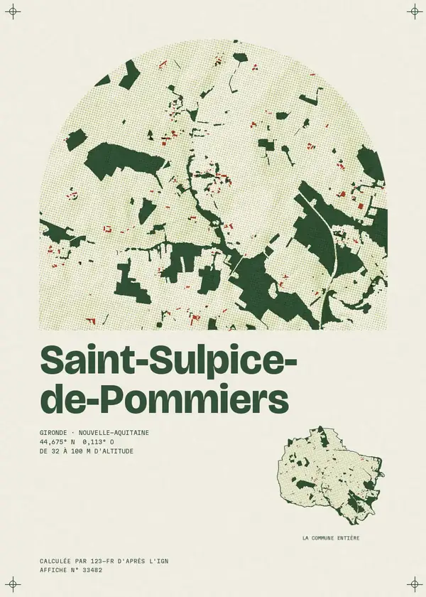 Affiche de Saint-Sulpice-de-Pommiers, calculée par 123-fr d'après l'IGN