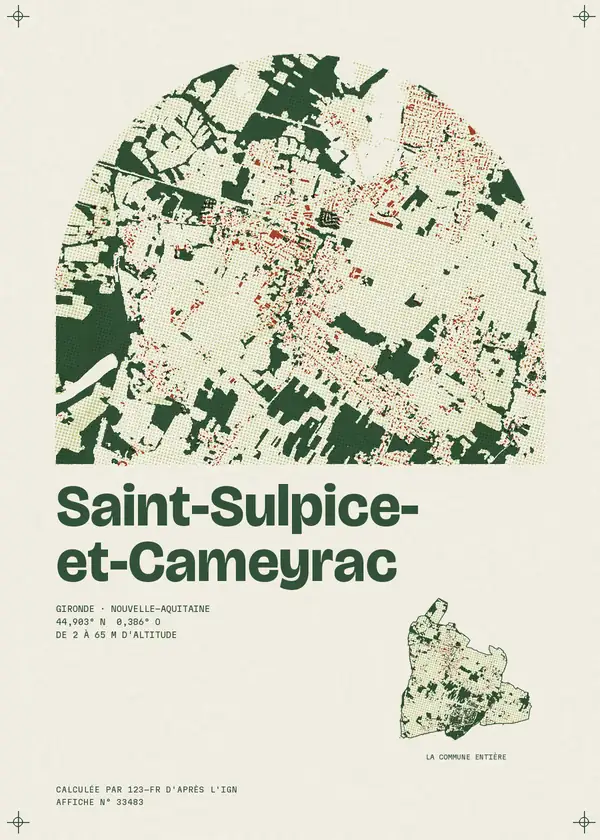 Affiche de Saint-Sulpice-et-Cameyrac, calculée par 123-fr d'après l'IGN