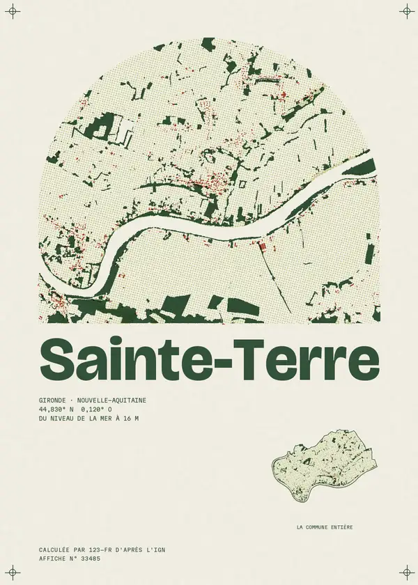 Affiche de Sainte-Terre, calculée par 123-fr d'après l'IGN