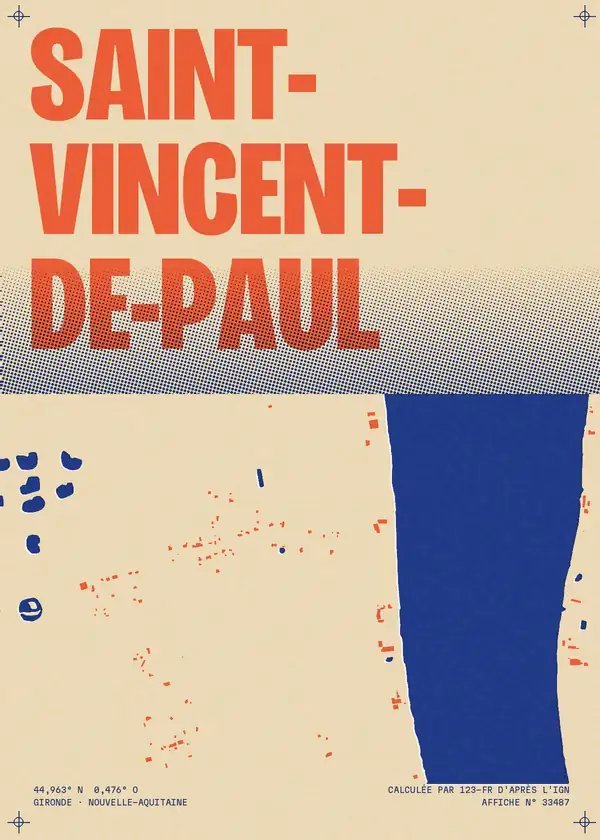 Affiche de Saint-Vincent-de-Paul, calculée par 123-fr d'après l'IGN
