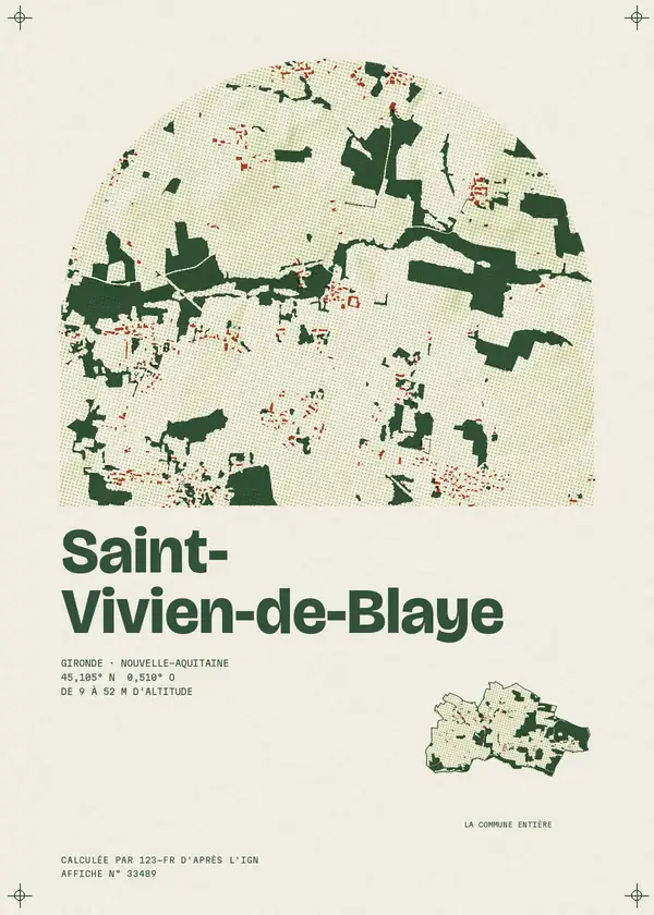 Affiche de Saint-Vivien-de-Blaye, calculée par 123-fr d'après l'IGN