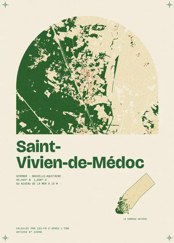 Affiche de Saint-Vivien-de-Médoc, calculée par 123-fr d'après l'IGN
