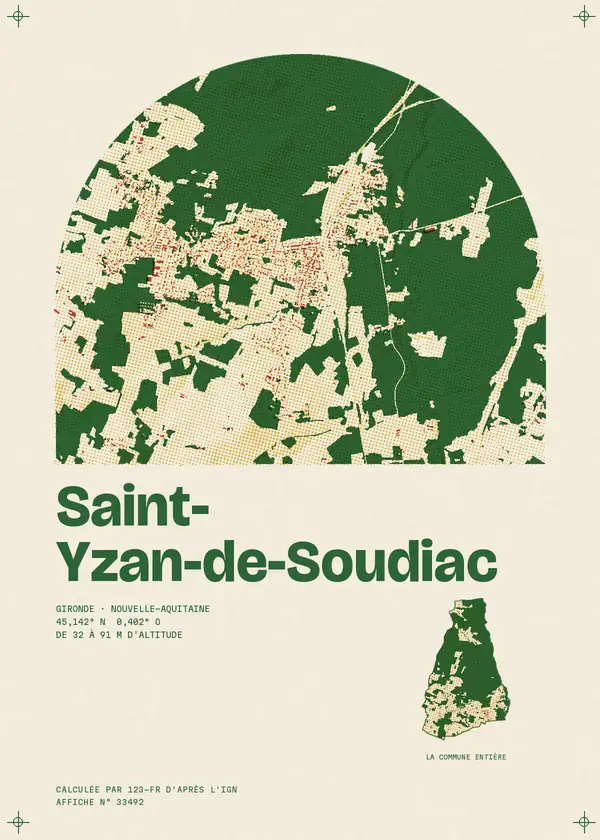 Affiche de Saint-Yzan-de-Soudiac, calculée par 123-fr d'après l'IGN