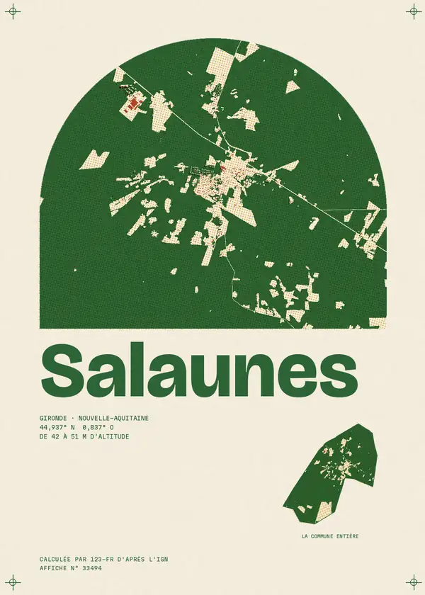 Affiche de Salaunes, calculée par 123-fr d'après l'IGN
