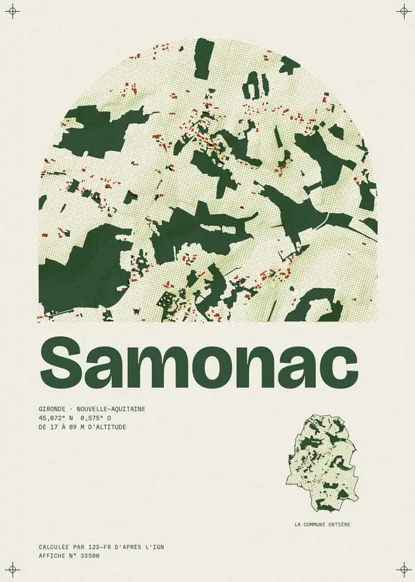 Affiche de Samonac, calculée par 123-fr d'après l'IGN