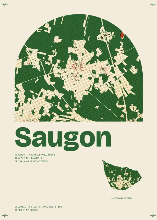 Affiche de Saugon, calculée par 123-fr d'après l'IGN