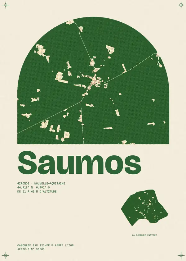 Affiche de Saumos, calculée par 123-fr d'après l'IGN