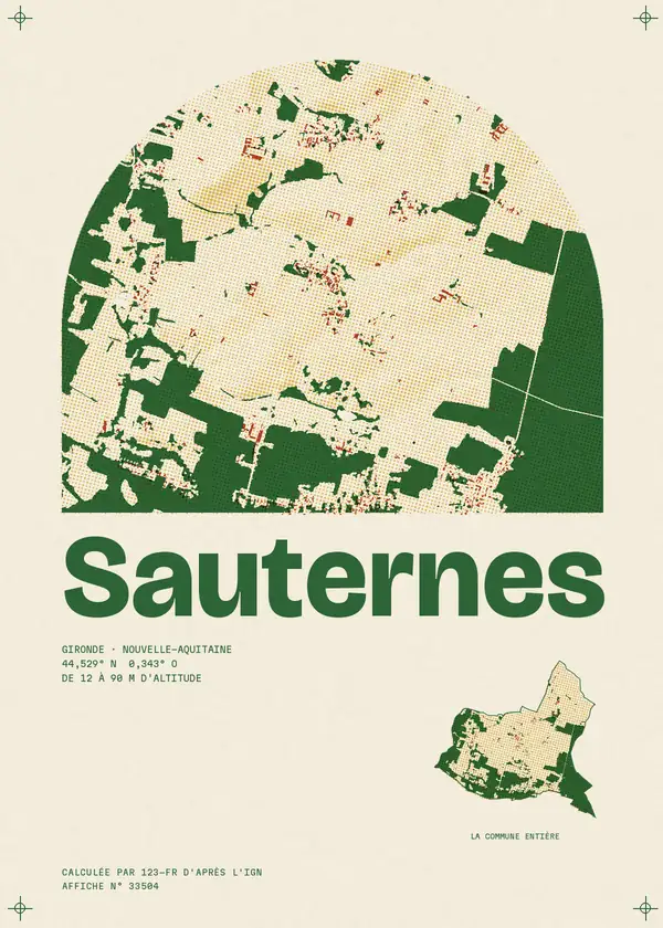 Affiche de Sauternes, calculée par 123-fr d'après l'IGN