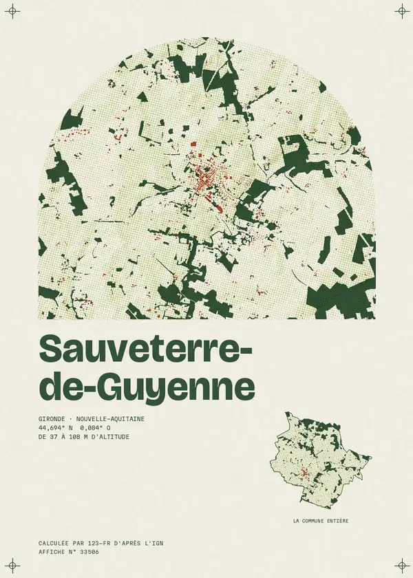 Affiche de Sauveterre-de-Guyenne, calculée par 123-fr d'après l'IGN