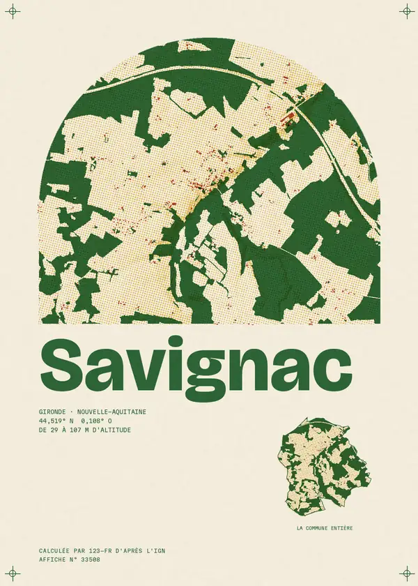 Affiche de Savignac, calculée par 123-fr d'après l'IGN
