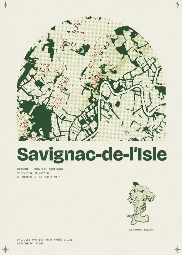 Affiche de Savignac-de-l'Isle, calculée par 123-fr d'après l'IGN