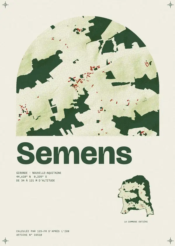 Affiche de Semens, calculée par 123-fr d'après l'IGN