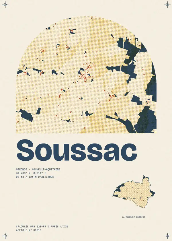 Affiche de Soussac, calculée par 123-fr d'après l'IGN