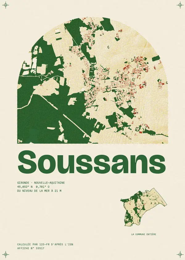 Affiche de Soussans, calculée par 123-fr d'après l'IGN