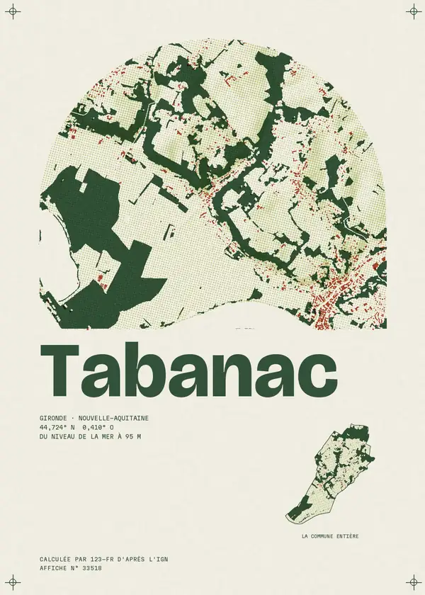 Affiche de Tabanac, calculée par 123-fr d'après l'IGN