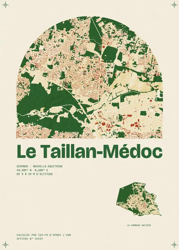 Affiche de Le Taillan-Médoc, calculée par 123-fr d'après l'IGN