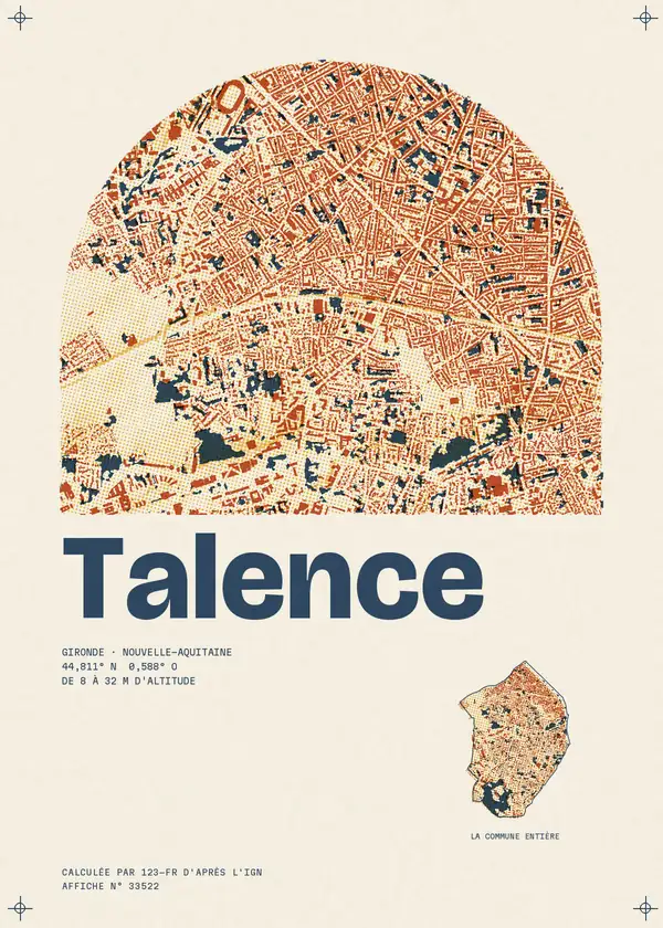 Affiche de Talence, calculée par 123-fr d'après l'IGN