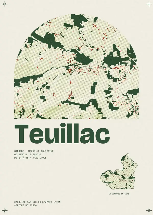 Affiche de Teuillac, calculée par 123-fr d'après l'IGN
