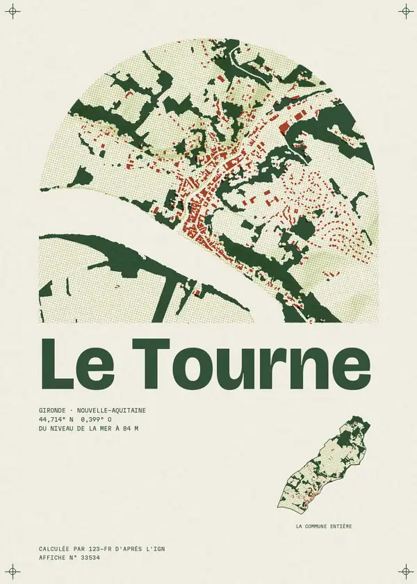 Affiche de Le Tourne, calculée par 123-fr d'après l'IGN