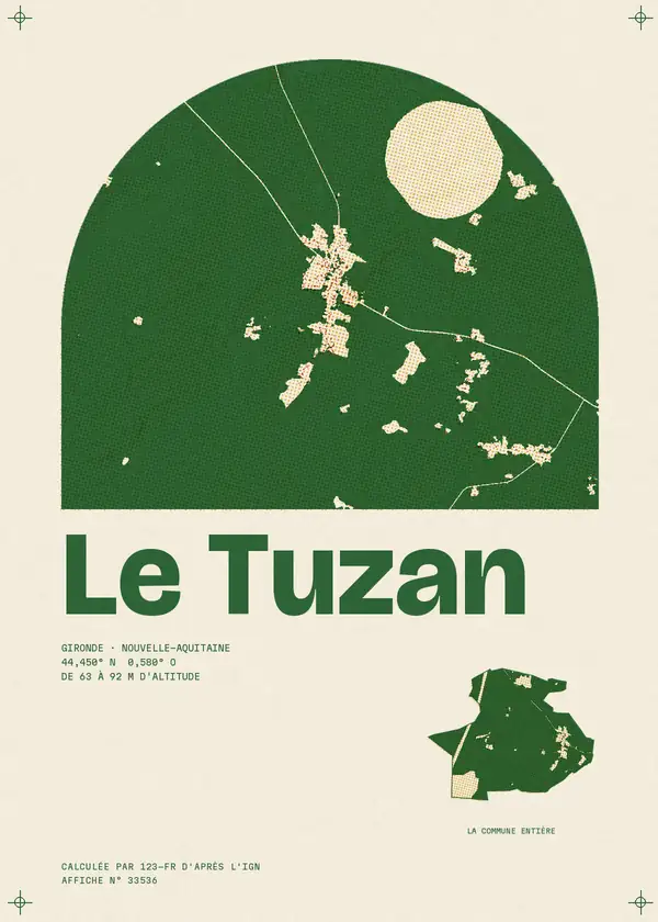 Affiche de Le Tuzan, calculée par 123-fr d'après l'IGN