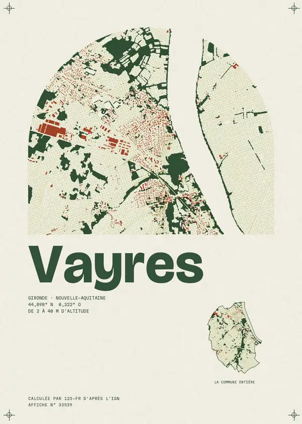 Affiche de Vayres, calculée par 123-fr d'après l'IGN