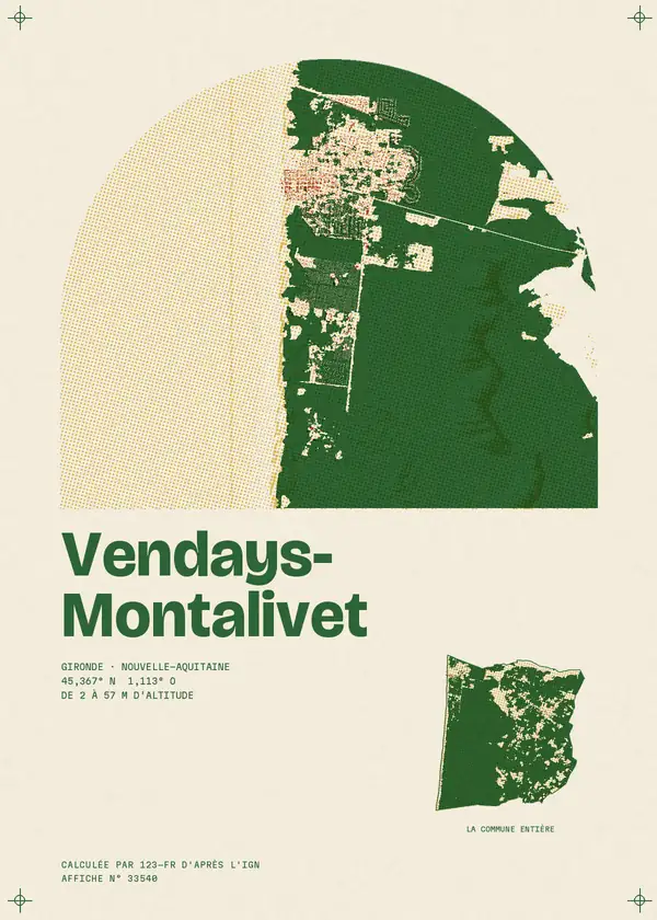 Affiche de Vendays-Montalivet, calculée par 123-fr d'après l'IGN