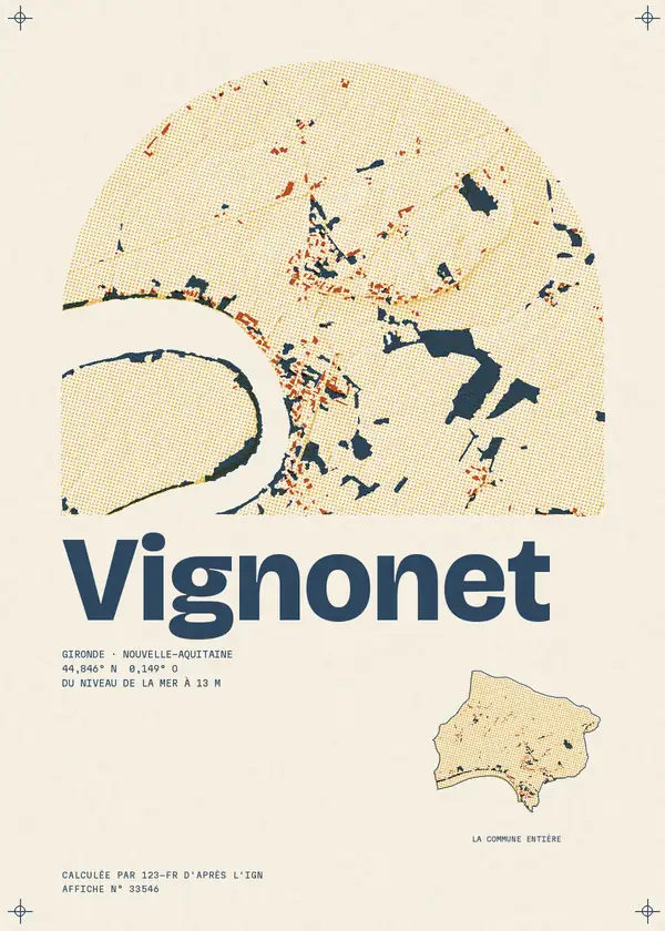 Affiche de Vignonet, calculée par 123-fr d'après l'IGN