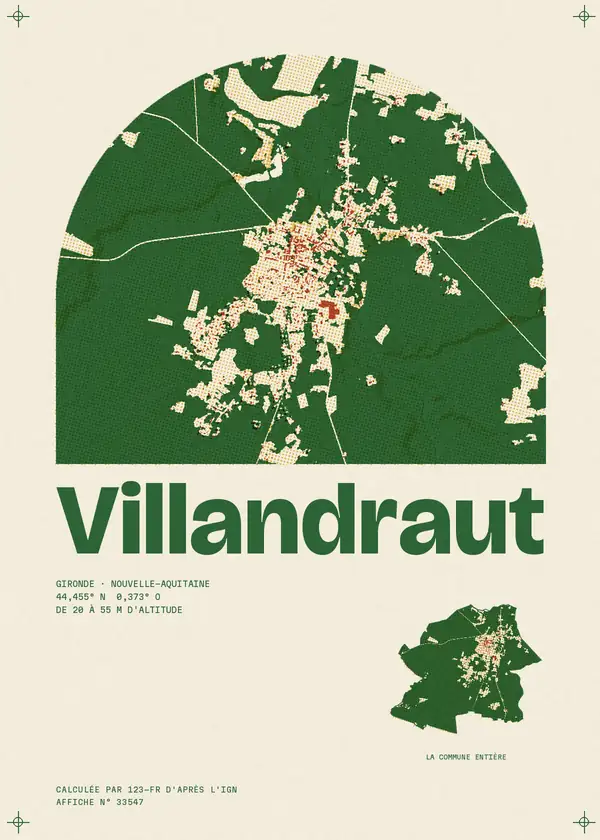 Affiche de Villandraut, calculée par 123-fr d'après l'IGN