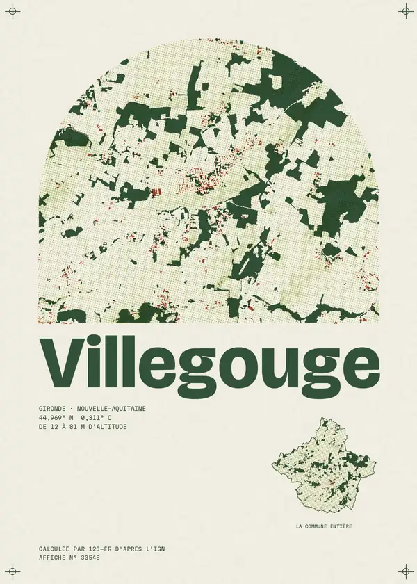 Affiche de Villegouge, calculée par 123-fr d'après l'IGN