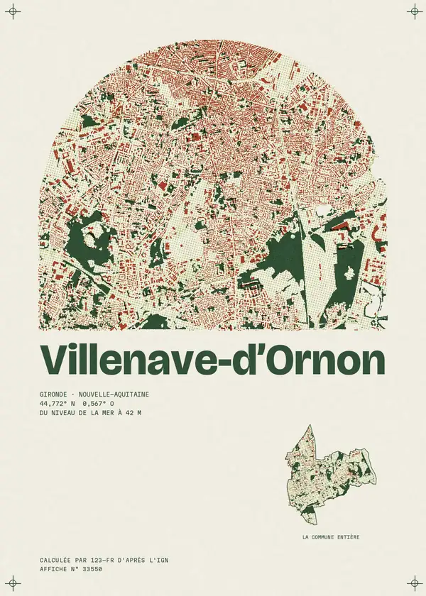 Affiche de Villenave-d'Ornon, calculée par 123-fr d'après l'IGN