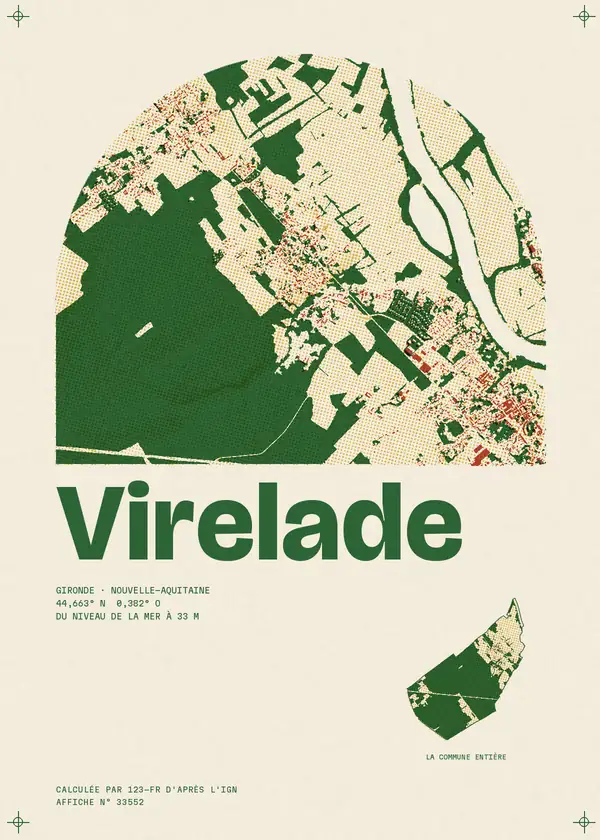 Affiche de Virelade, calculée par 123-fr d'après l'IGN