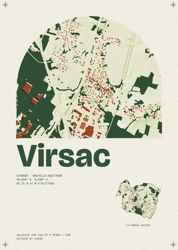 Affiche de Virsac, calculée par 123-fr d'après l'IGN
