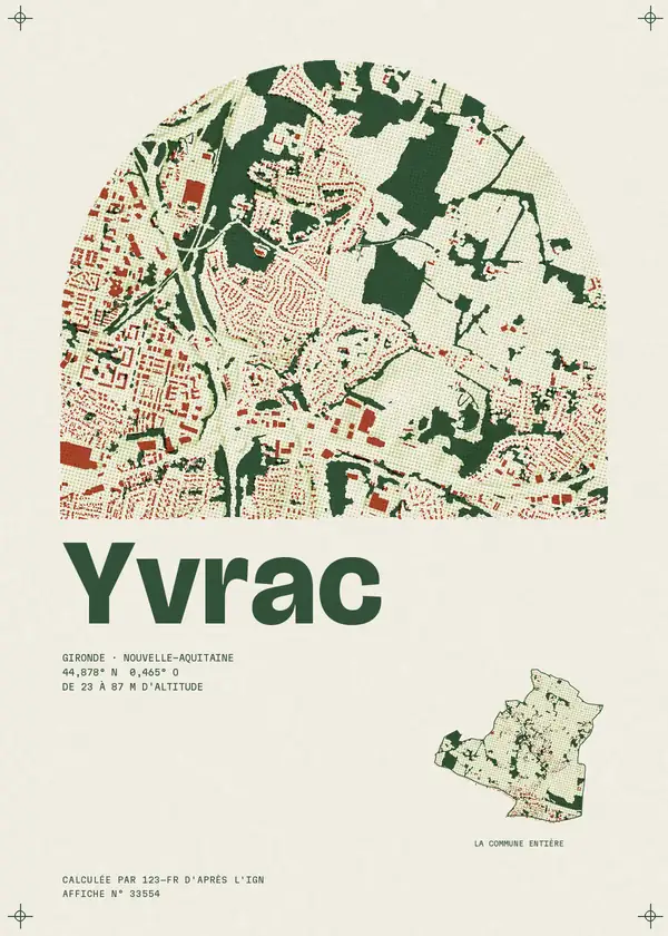 Affiche de Yvrac, calculée par 123-fr d'après l'IGN