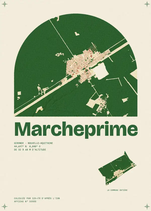 Affiche de Marcheprime, calculée par 123-fr d'après l'IGN