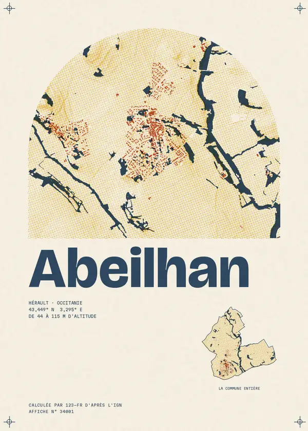Affiche de Abeilhan, calculée par 123-fr d'après l'IGN