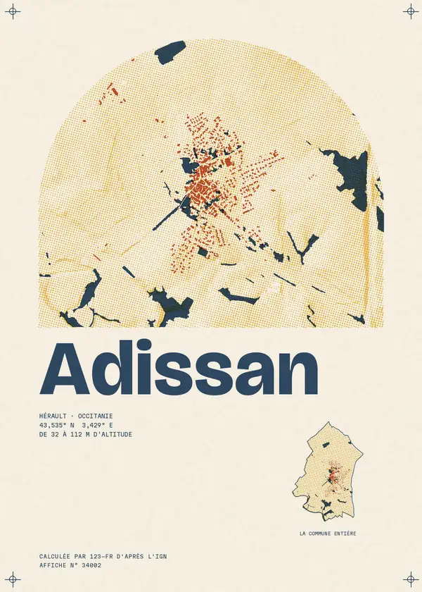 Affiche de Adissan, calculée par 123-fr d'après l'IGN