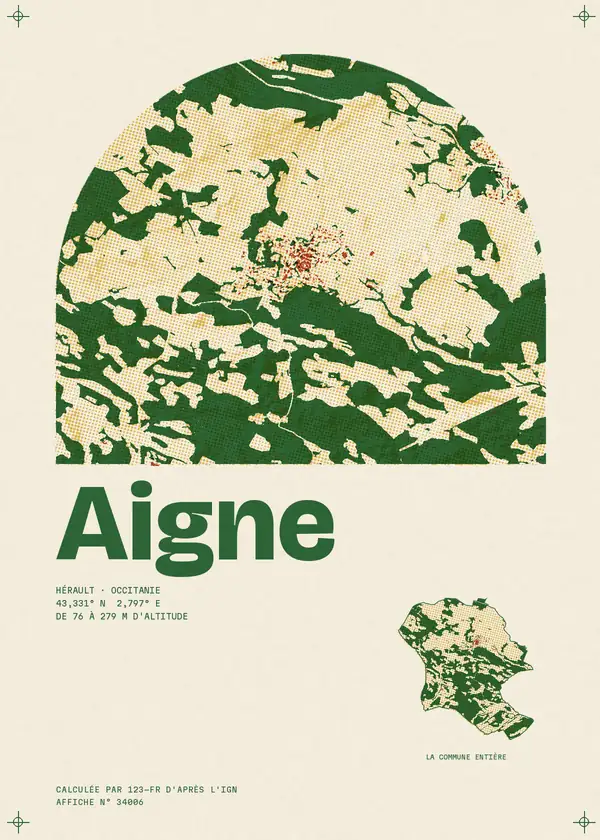 Affiche de Aigne, calculée par 123-fr d'après l'IGN