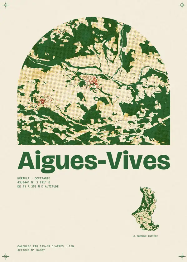 Affiche de Aigues-Vives, calculée par 123-fr d'après l'IGN