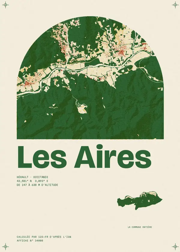 Affiche de Les Aires, calculée par 123-fr d'après l'IGN