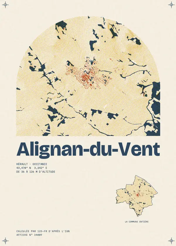 Affiche de Alignan-du-Vent, calculée par 123-fr d'après l'IGN