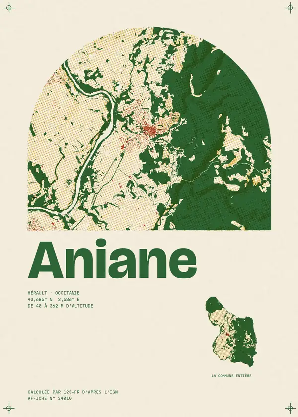 Affiche de Aniane, calculée par 123-fr d'après l'IGN