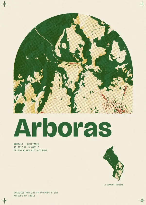 Affiche de Arboras, calculée par 123-fr d'après l'IGN