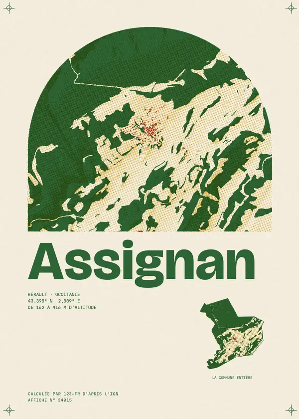 Affiche de Assignan, calculée par 123-fr d'après l'IGN
