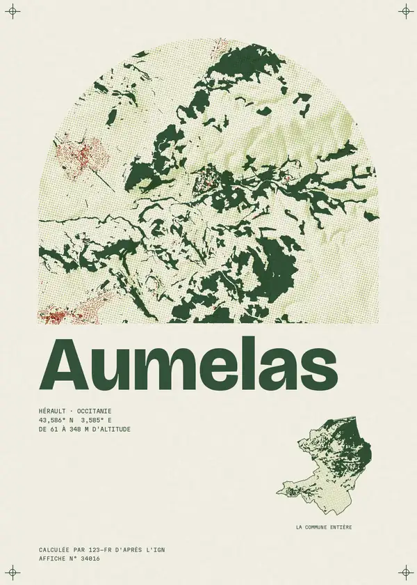 Affiche de Aumelas, calculée par 123-fr d'après l'IGN