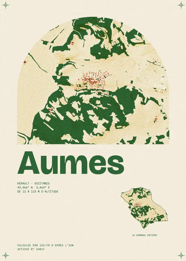 Affiche de Aumes, calculée par 123-fr d'après l'IGN