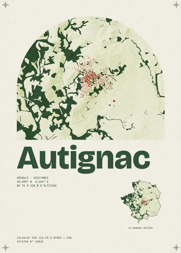 Affiche de Autignac, calculée par 123-fr d'après l'IGN