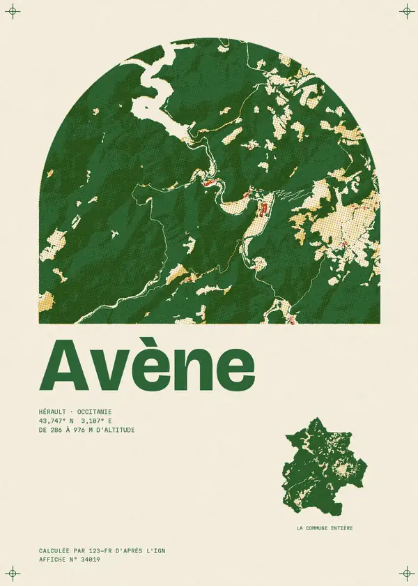 Affiche de Avène, calculée par 123-fr d'après l'IGN