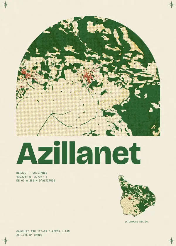 Affiche de Azillanet, calculée par 123-fr d'après l'IGN