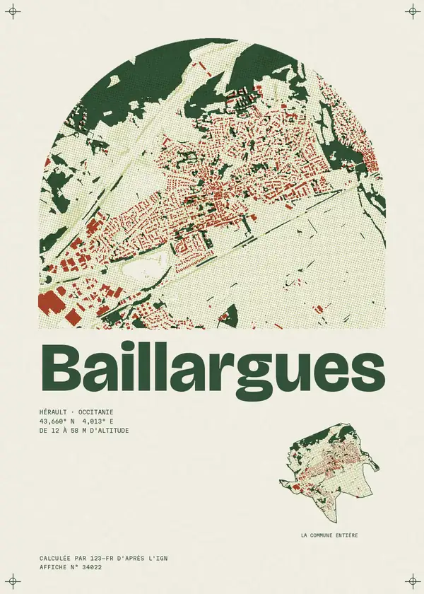 Affiche de Baillargues, calculée par 123-fr d'après l'IGN